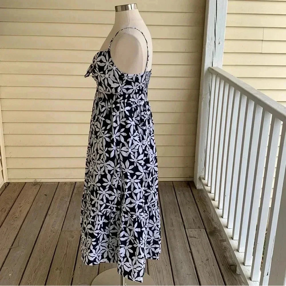 NWT J Crew Midi Dress 6 Tie Front Cutout Black Floral Sleeveless Sundress Tiered - Picture 9 of 16